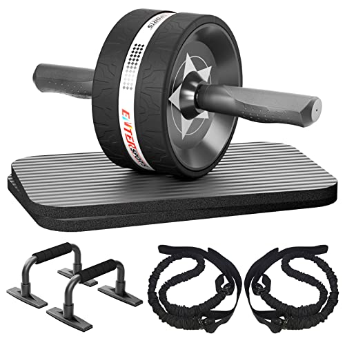 Ab Rollers Wheel Kit with Push Up Bars, Resistance Bands, Knee Mat Y682