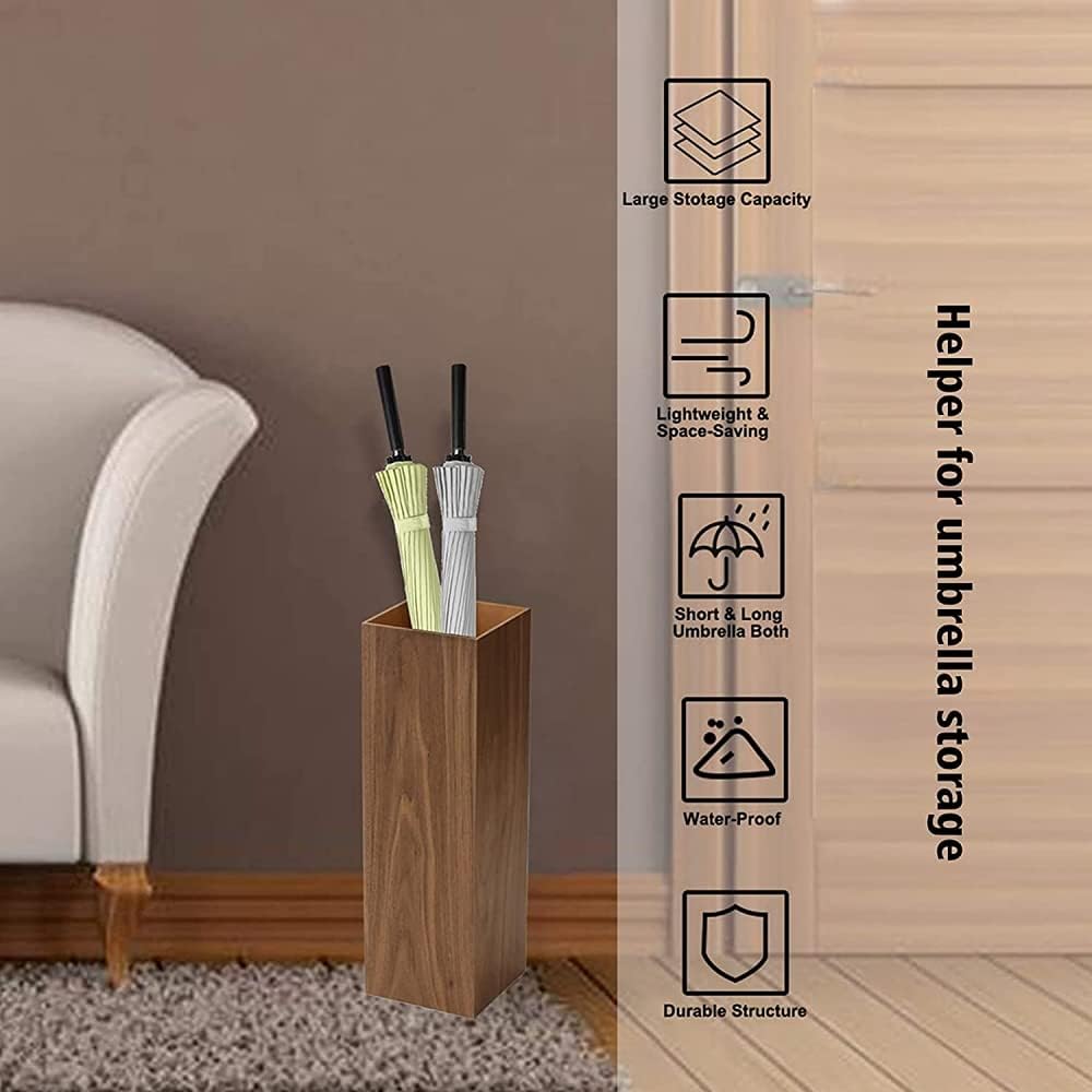 Walnut Wood Umbrella Stand with Drip Tray X273
