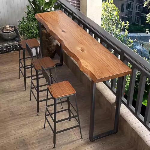 Solid Wood Bar Table Rectangle 78.7"L x 15.7"W x 41.3"H Brown X717020
