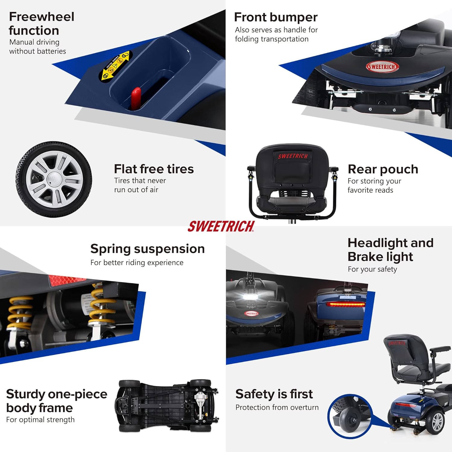 Compact Electric Mobility Scooter with Lead-Acid Battery and Leather Seat-Blue W487244