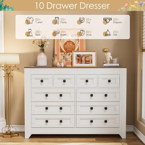 White 54" Wide 3 Drawer Wood Dresser with Sliding Barn Doors R954203