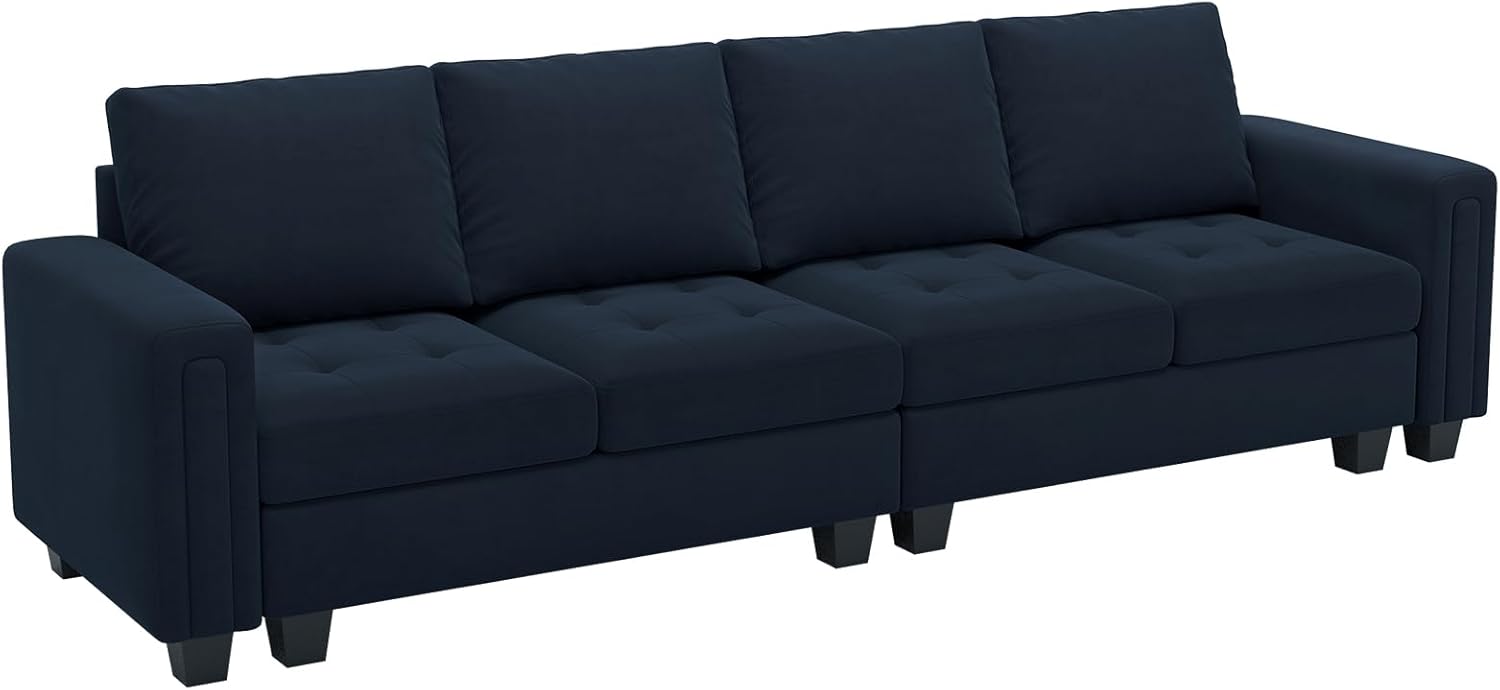 Blue Velvet Modular 4 Seat Sofa Couch Sectional C719332
