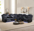 Black 6 Seat Power Reclining Sectional Sofa with LED Light K131