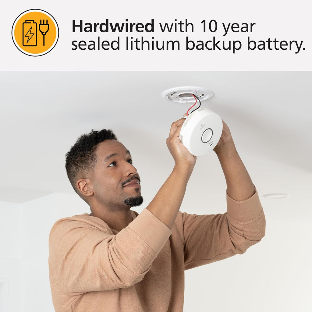 Smart Smoke & Carbon Monoxide Detector with Indoor Air Quality Monitor, Hardwired w/Battery Backup S22542