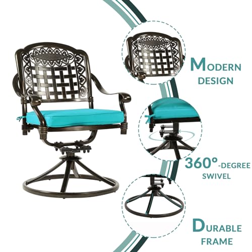 5-Piece Outdoor Cast Aluminum Patio Dining Set with 4 Cushions Swivel Rocker Chairs and Round Table S866688