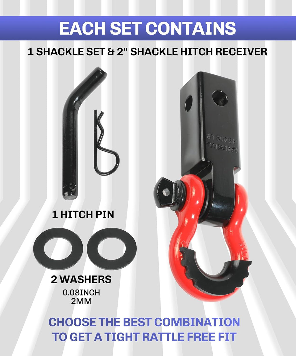 2" Tow Hitch Receiver with 5/8" Screw Pin and 3/4 Shackle E926975