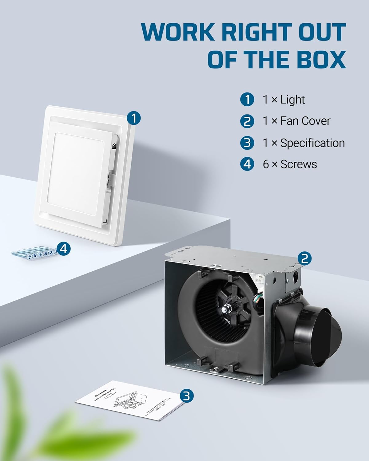 White 80 CFM 1.5 Sones Bathroom Exhaust Fan with Light W106893