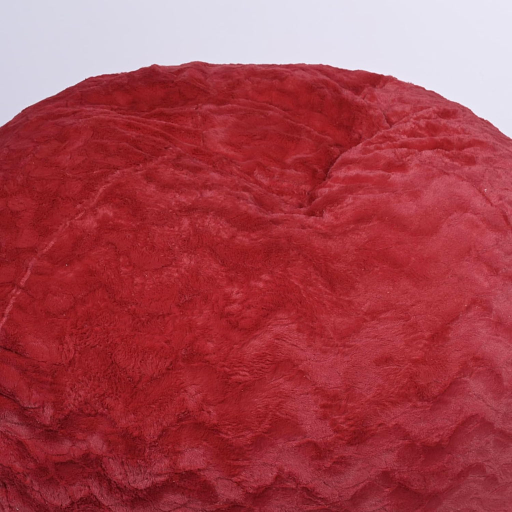 Red Faux Fur Bean Bag Chair with Memory Foam I12283