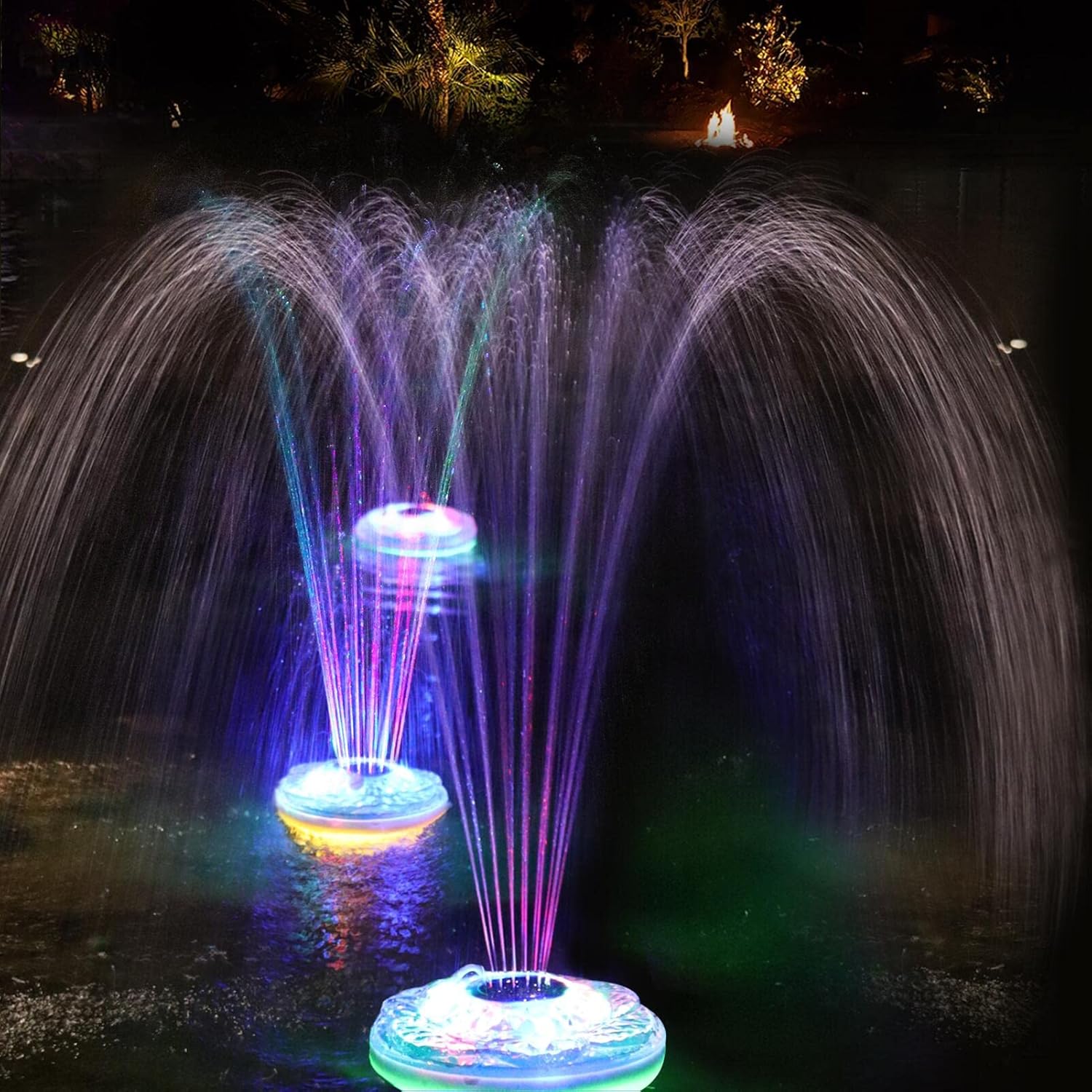 Floating Pool Fountain with Light Show, Rechargeable Battery, IP68 Waterproof, 2 Modes, 1pc F793562