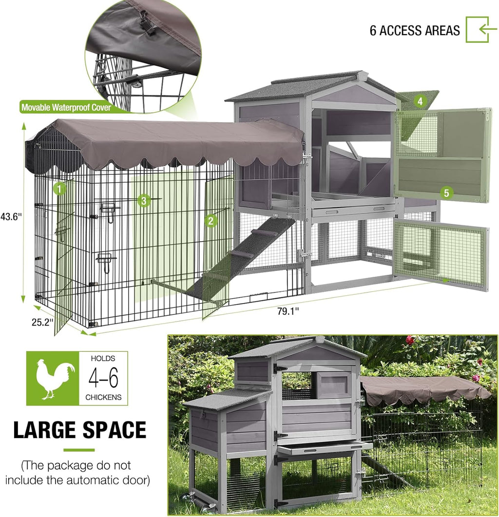 Large All-Steel Frame Chicken Coop with Metal Run J4633