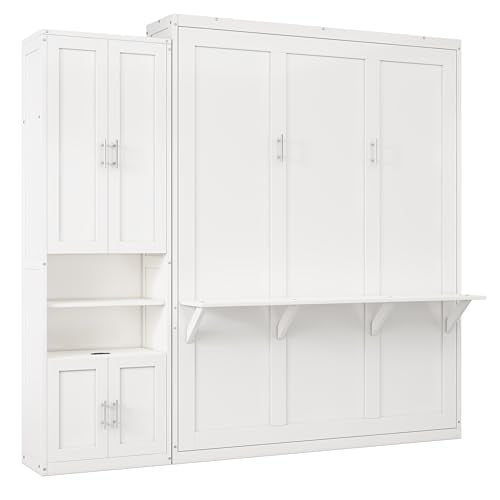 Queen Murphy Bed with Storage Cabinet H60078