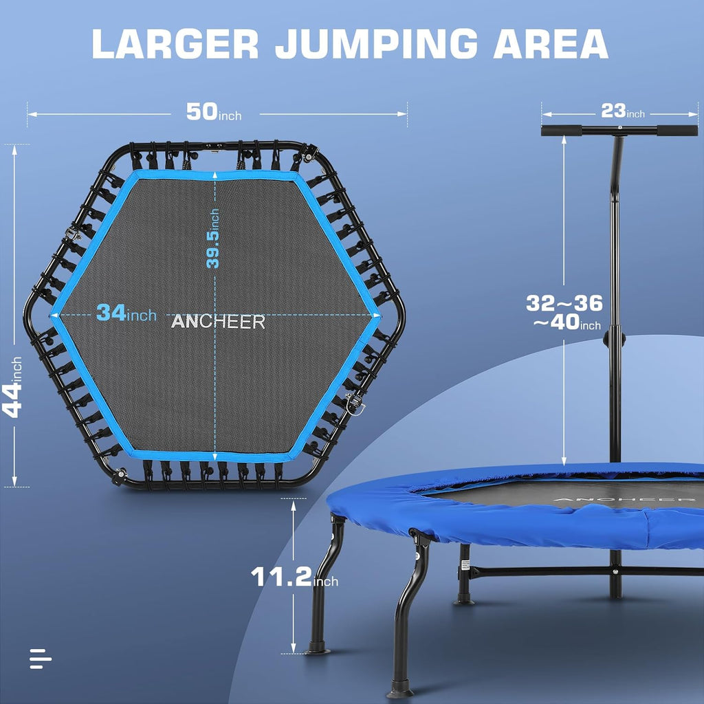 40/50" Foldable Mini Trampoline with Bungees and Adjustable Foam Handle S964488