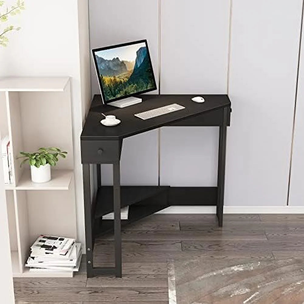 31.5 Inch Triangle Corner Desk with Drawer F55381