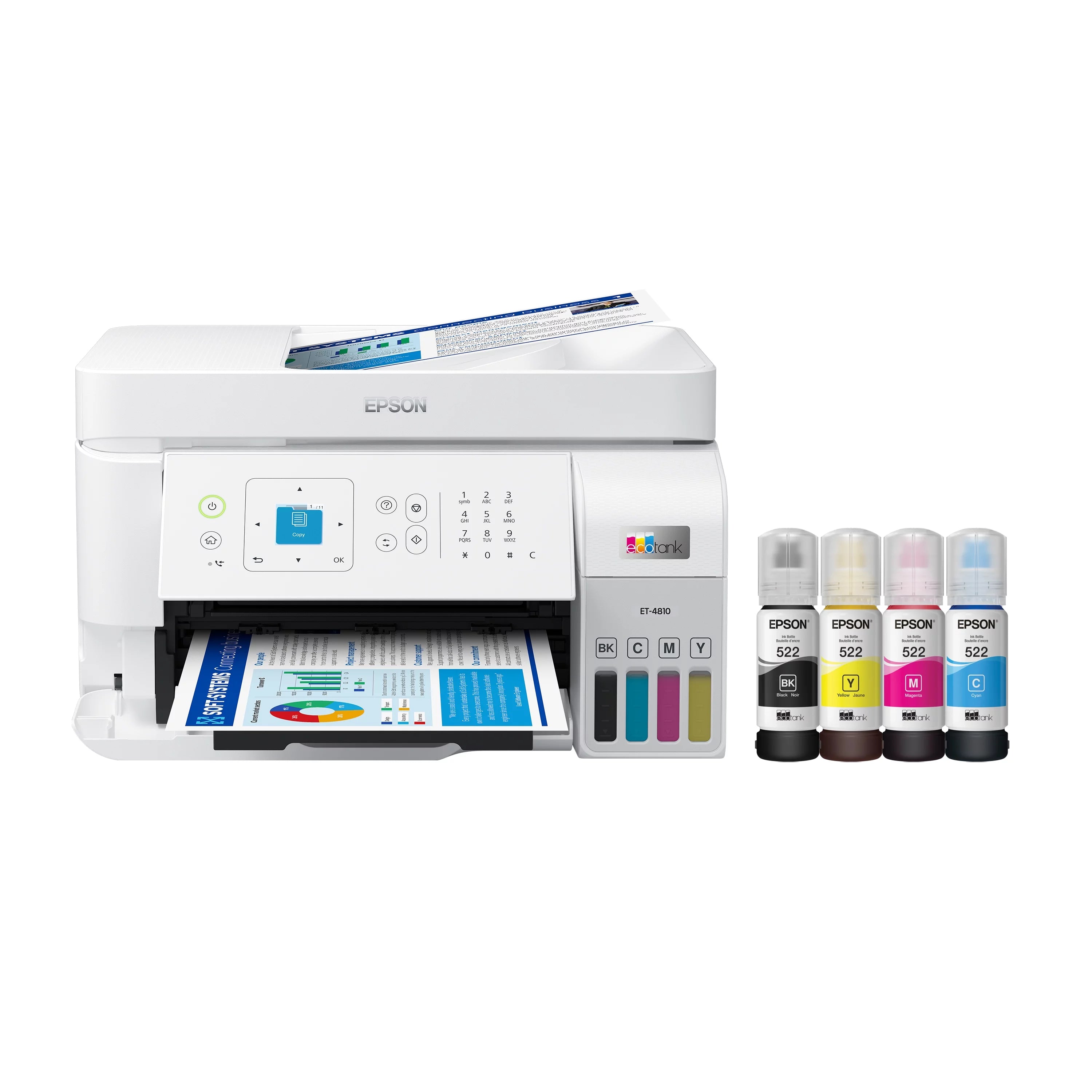 EcoTank ET-4810 Wireless All-in-One Supertank Printer with Scanner, Copier, Fax, ADF and Ethernet T823911