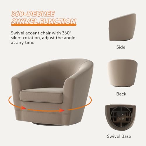 Swivel Accent Chair with Ottoman Set of 2, Soft Velvet Barrel Chair with Footrest F548667