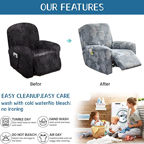 4-Pieces Non Slip Recliner Slipcovers with Storage Pockets G385