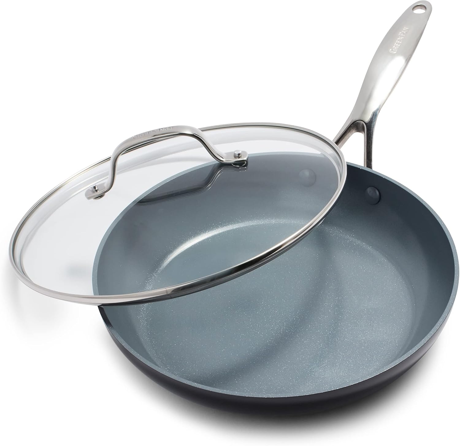 Gray Hard Anodized Ceramic Nonstick 10" Frying Pan with Lid K304