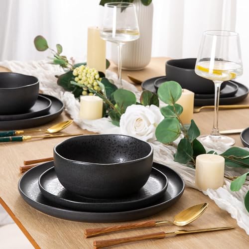 Stoneware Cereal Bowls Set of 6, 28oz Matte Black H427533