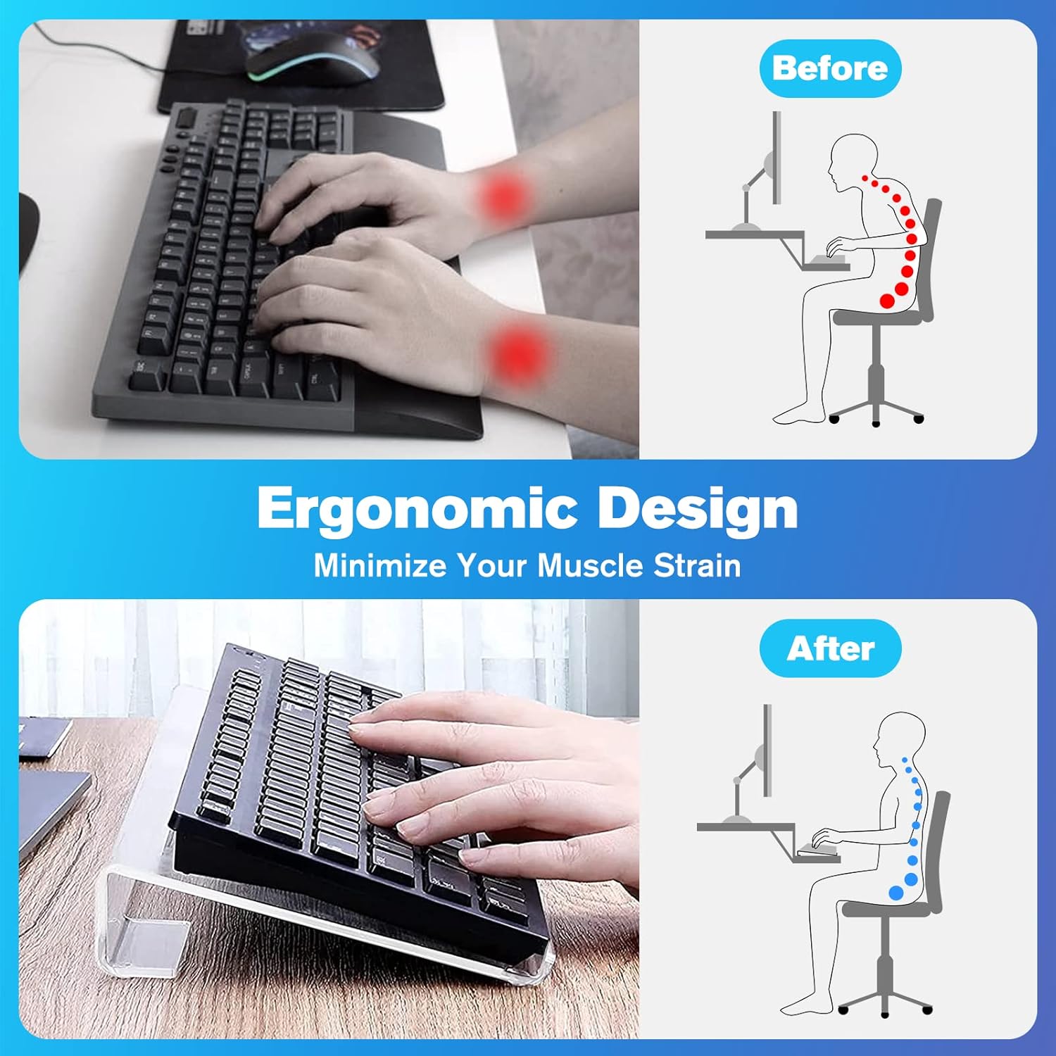 Clear Acrylic Adjustable Keyboard Stand S968