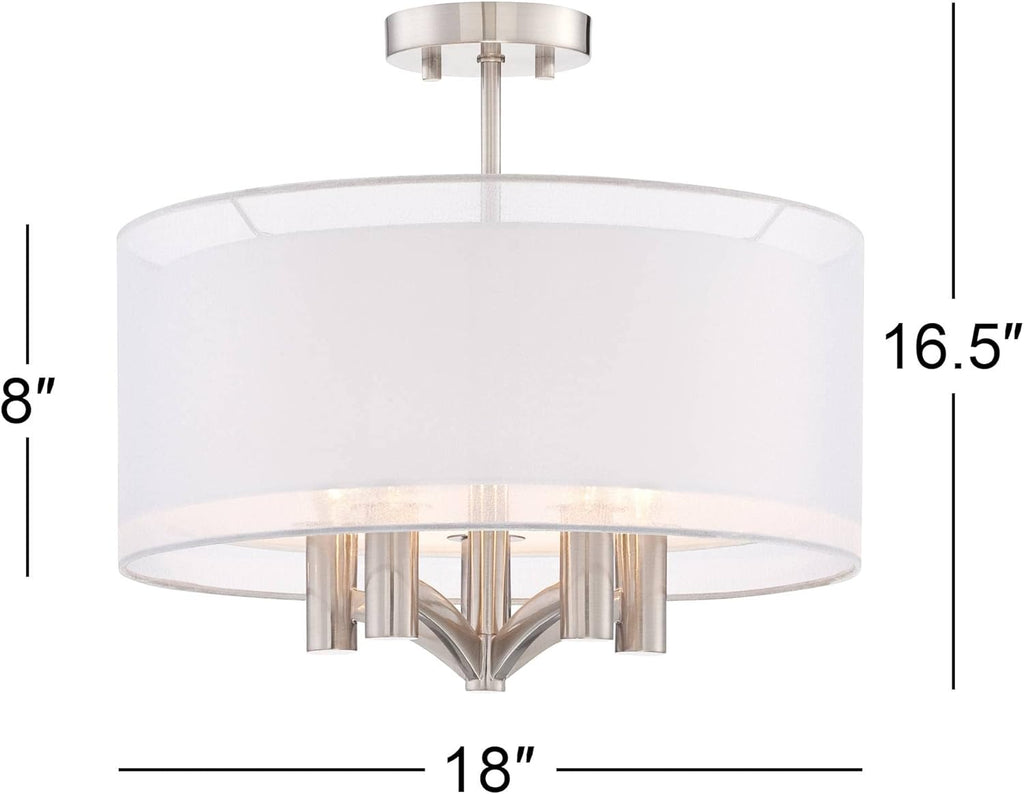 Brushed Nickel 18" Wide 5-Light Semi Flush Mount Ceiling Light E863