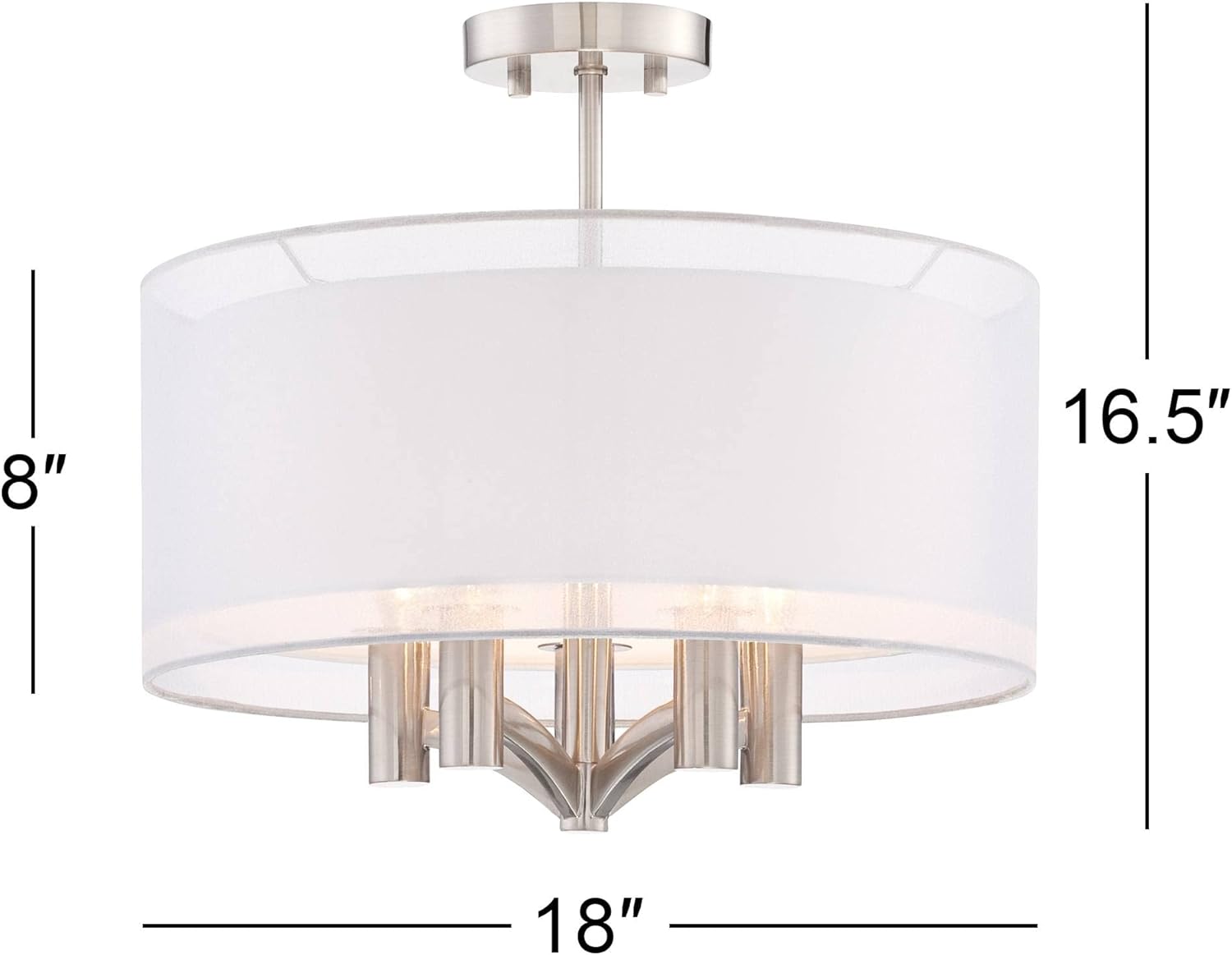 Brushed Nickel 18" Wide 5-Light Semi Flush Mount Ceiling Light E863