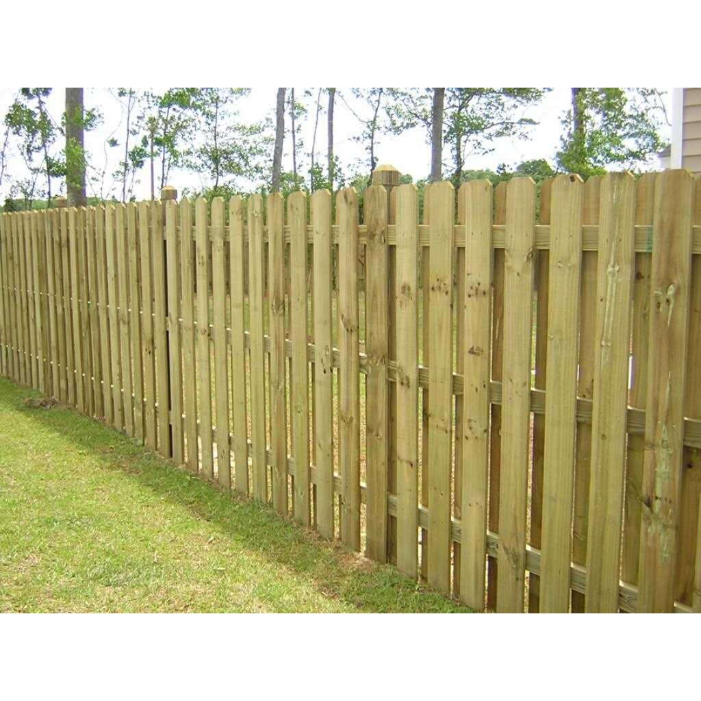 6-ft x 8-ft Pressure Treated Southern Yellow Pine Dog Ear Privacy Spaced Picket Fence Panel P84622