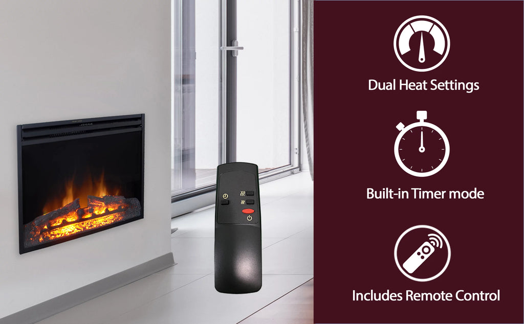 27-In. Freestanding Electric Fireplace Heater Insert with Remote Control J1212