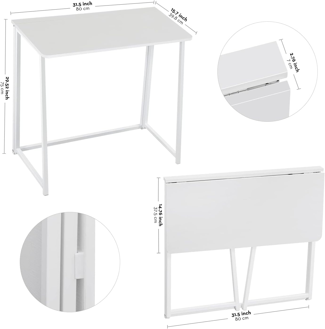 Folding Desk 31.5" Oak White Z2937