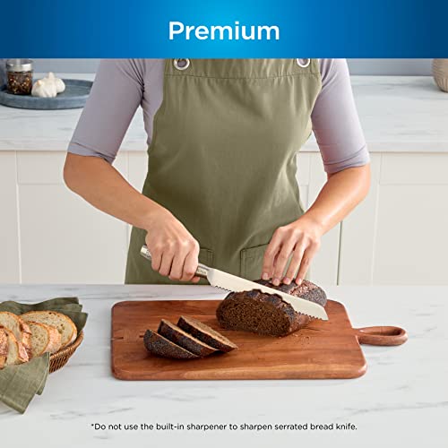 14-Piece German Stainless Steel Knife System with Built-in Sharpener, Stainless Steel/Black J34175