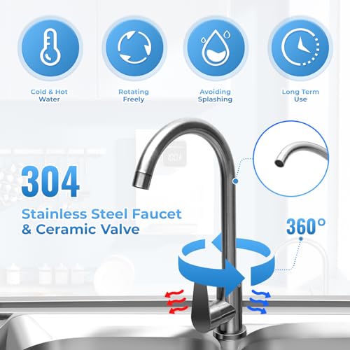 2 Compartment Stainless Steel Commercial Kitchen Utility Sink with Prep Counter K893