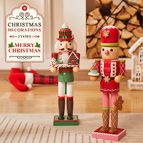 3 Pcs Pink Wooden Nutcracker Figures O675