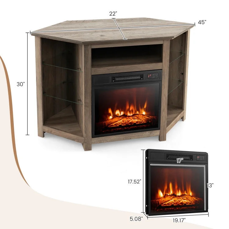67.0 Corner TV Stand with Electric Fireplace T421