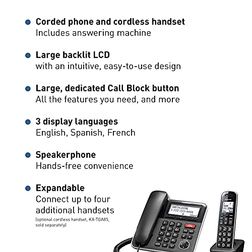 2 Handset Corded/Cordless Phone System with Answering Machine M1705