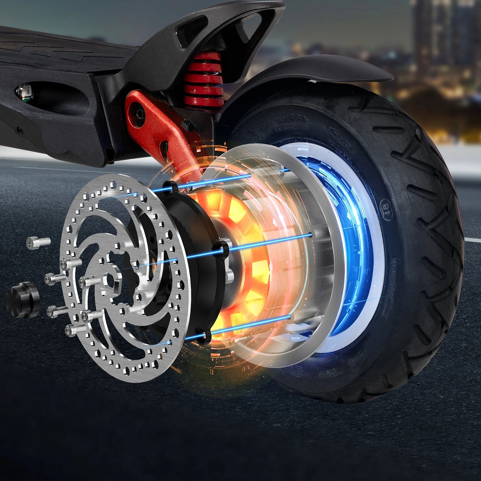 Blue Electric Scooter with 25 Miles Range, 19 MPH, 500W Motor, 10 inch Wheels Z45485