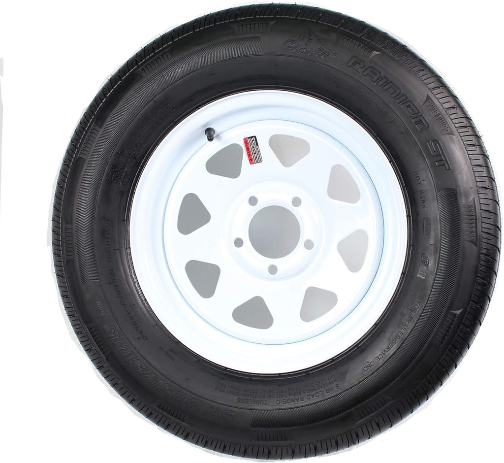 Mounted Radial Trailer Tire and Rim ST205/75R15 15X5 5-4.5 White Spoke Wheel F158