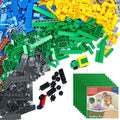 1546 Pieces Basic Building Blocks with Wheels and 8 Pack of Blue Baseplate T1450