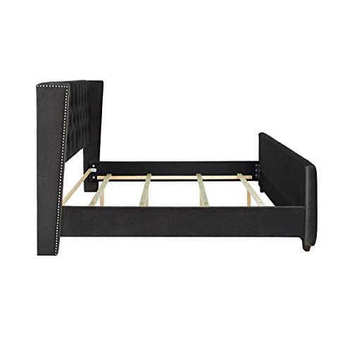 Silver Gray Queen Size Upholstered Bed Frame W62225