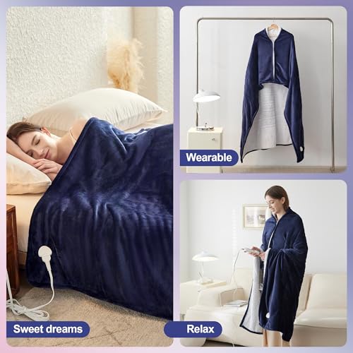 Heated Flannel Electric Blanket, Dark Grey, 50"×60" J519