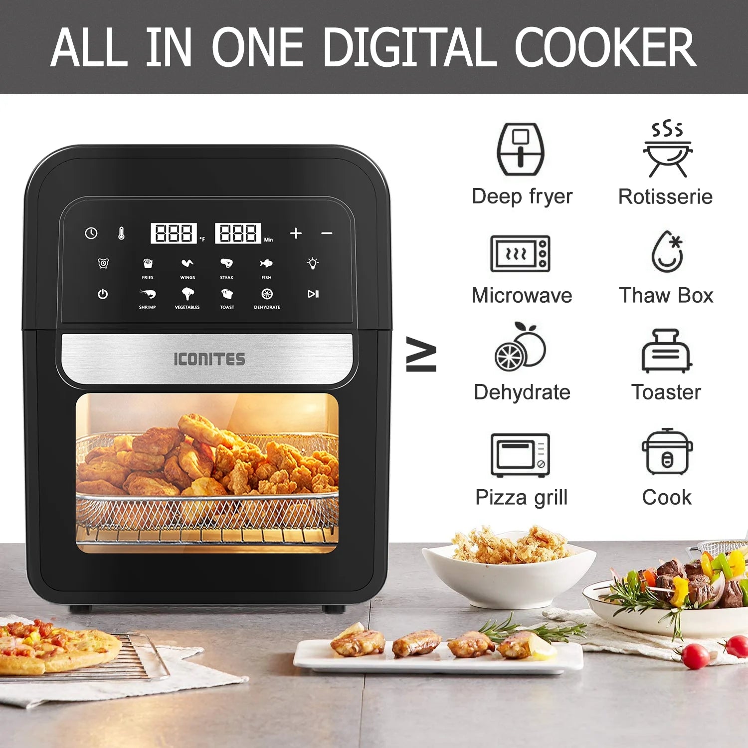 8-in-1 6.5 Quart Air Fryer Oven with Digital Touch-Screen I5071