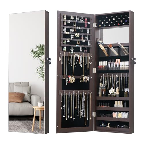 Off-White Jewelry Armoire with Mirror and 2 Drawers S670089