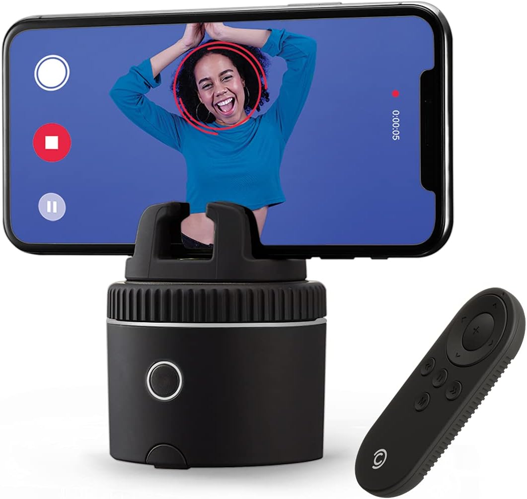Fast Auto Tracking Phone Holder with Remote - 360 Rotation Camera Stand T8586