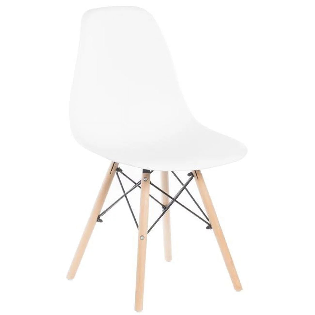 White Plastic Dining Chair with Solid Beech Wood Legs B922