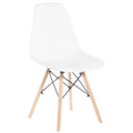 White Plastic Dining Chair with Solid Beech Wood Legs B922