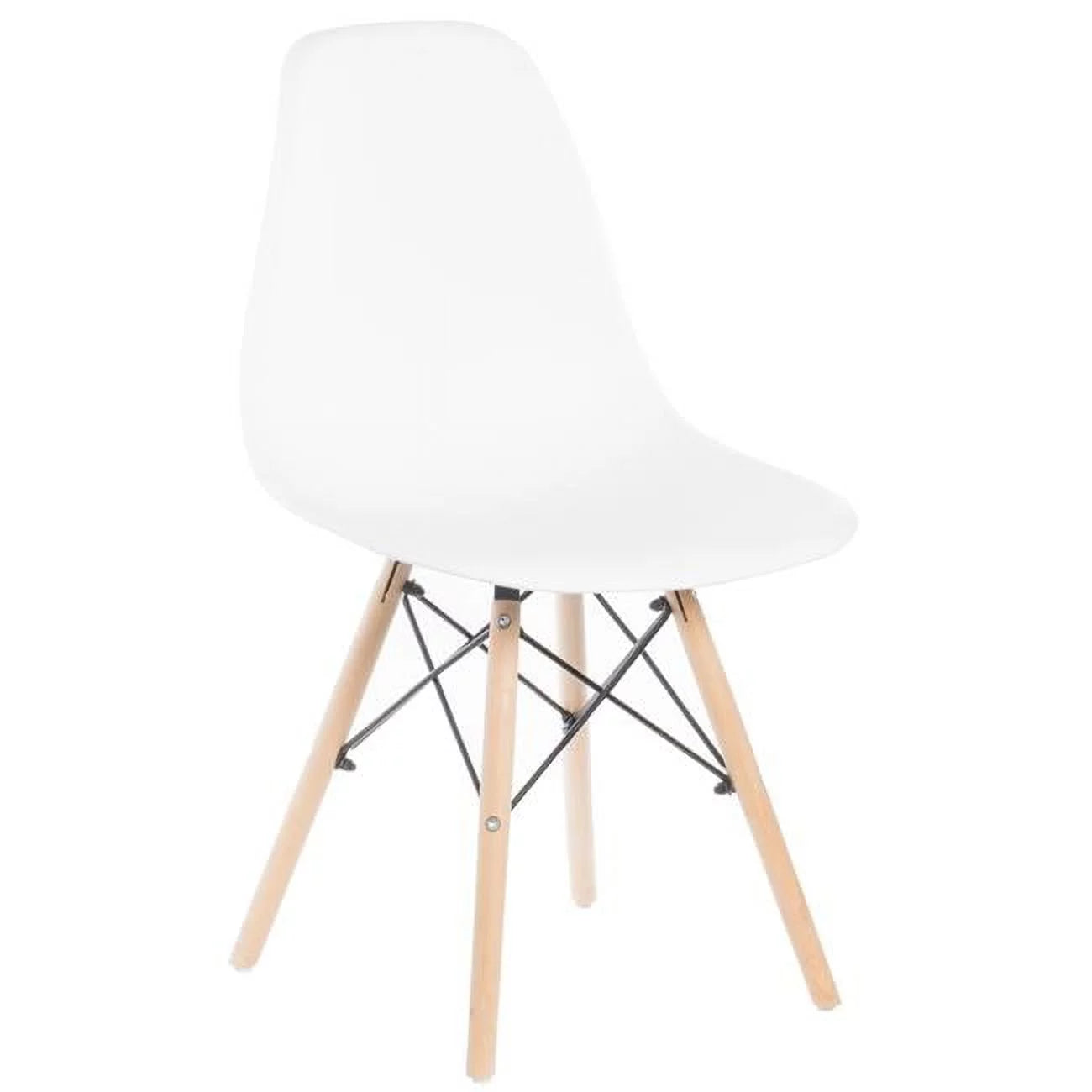 White Plastic Dining Chair with Solid Beech Wood Legs B922