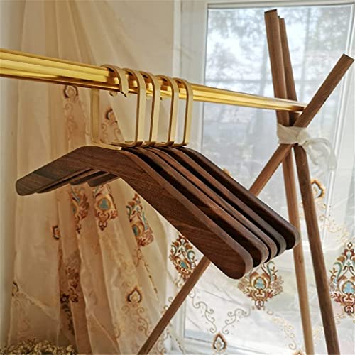 Solid Wood Hangers with Brass Hooks 5Pcs O12683