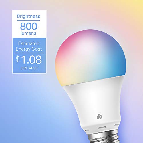 4 Count Smart WiFi Light Bulbs, Multicolor A19 9W 800 Lumens L71821
