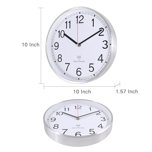 14 Inch Radio Controlled Aluminum Frame Wall Clock V43288
