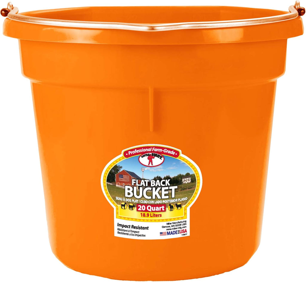 20 Quart Orange Plastic Animal Feed Bucket with Metal Handle E171290