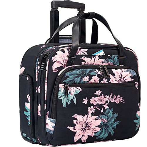 Rolling Laptop Bag with Wheel, 30L Roller Computer Bag, Floral P501
