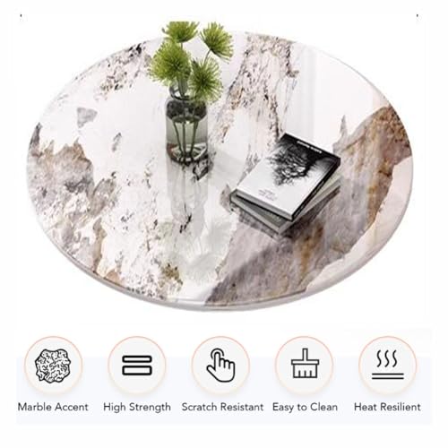 60/70/80cm Round Marble Dining Table with Metal Base U946120